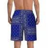 Herrshorts badkläder blå paisley bandana bräde sommar retro mode strand sport fitness snabb torr badstammar