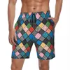 Shorts pour hommes Patchwork Print Board Été Bleu Vert Plaid Classique Plage Hommes Courir Séchage Rapide Personnalisé DIY Maillot De Bain