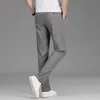 Pantalon d'été pour hommes, extensible, lisse, classique coréen, fin, noir, gris, costume décontracté, marque masculine, taille élastique, 240321