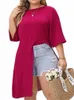 Tallas grandes Primavera Verano Nuevo Jersey Tops Mujeres Irregular Fi Flojo Plisado Blusas Mujer Casual Camisetas Tops W4Oc #