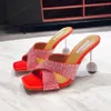 Aquazzura klackar strass toffel mules crystal ball klack middag festskor stilett klackar sandal lyxdesigner klackade kvinnors skor fabrikskor med låda