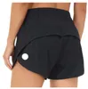 LL Women Yoga Outfits Short Foded Running Shorts With Zipper Pocket Gym Ladies Casual Sportswear For Girls Praining Fiess 0160