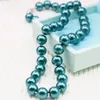 Chains 10mm Round Peacock Green Pearl Shell Necklace Women Girls Hand Made DIY Jewelry Making Design Fashion Accessory Gifts For Mother