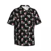 Camisas casuales para hombres Camisa hawaiana de Navidad gótica para hombre Vacaciones Grunge Cráneo Santa Manga corta Estilo callejero Blusas de gran tamaño retro