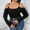 Plus Größe Frauen Blusen Neue Temperament Sexy Strapl Lg Hülse T-shirt Fi Casual Große Größe Einfarbig Elegante Tops m1v1 #