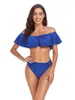 Traje de baño para mujer Bikini de dos piezas Sin tirantes Sin espalda Traje de baño con volantes Natación Bikinis para mujer Traje de baño de playa vintage de verano