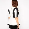 Plus Size Summer Elegant Peplum Top Women Half Sleeve Black and White Ruffle Hem Blouse Kvinnlig Storlek Office T-shirt 6xl 7xl A8RP#