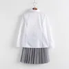 Mulheres JK Sailor High School Student Dr Uniform Girl Bonito Japão Estilo Preppy Branco Top Cinza Saia Curta Plissada 95G9 #