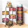 Kitchen Storage SNTD Fruit And Vegetable Basket Bowls For With Metal Top Lid 5 Tier Rotating Rack Cart Potato Onion