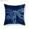 Oreiller 45x45cm bleu abstrait papillon motif géométrique cas confortable canapé siège housse de coussin mode décor à la maison Y240401