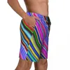 Shorts pour hommes Ligne colorée Gym Été Rayures multicolores Courir Plage Homme Séchage rapide Y2K Rétro Imprimé Grande taille Troncs