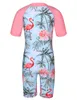 BAOHULU Kids Swimsuit UPF 50+ UV Swimwear Sun Protective One Piece Flower Beachwear Bodysuit with Ziper Surfing Suit Rashguard