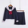 2019 Uniformes scolaires japonais pour filles mignons courts / longueur Lg Sailor Tops + jupe plissée Ensembles complets Cosplay JK Costume S4Ig #