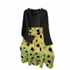 plus Size Women Party black green patchwork print skirt Casual Commuter dr Polyester spring comfortable design feel clothing C6U2#