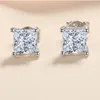 Boucles d'oreilles JoiasHome Design classique 1 Carat Moissanite pour femme 925 argent Sterling forme carrée anniversaire