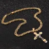 Halsketten schwere Kruzifix Jesus Kreuz Halskette Edelstahl Christs Anhänger Gold Byzantinische Kette Männer Halsketten Schmuckgeschenke 24 "