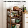 Kitchen Storage 1 Pc 3 Tier Wooden Cart High Capacity Shelf Movable Gap Rack Bathroom And Livingroom Organizer