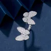 Designer Van Butterfly Ring V Gold Plated 18K Rose White Shell Opening Justerbar Diamond Set Fritillaria EDCM