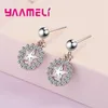 Dangle Earrings Classic Folk Style Sports Casual Double Color Charming Round With Geometric Five Pointed Star 925 Sterling Silver Ear Studs