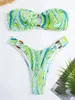 Anel link bandeau bikini 2023 feminino brasileiro banho feminino sexy maiô sólido beachwear banhistas banho de natação terno 240327