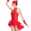 Feather Hem Jazz Dr For Girl Women paljetter Stage Costume Competiti Performance Dynamic Dance Apparel Dancing Wear G2Y9#