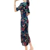 도시 섹시한 드레스 미야케 슬림 한 핏 슬리밍 허리 안락함 인쇄 여성용 2023 여름 새 주름 고급 저녁 YQ240330