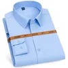 Mens Long Rleeve Solid Elaste Easy Care Koszula Formalne biuro biznesowe/Worka Worka standardowa solidna sukienki towarzyska 240327