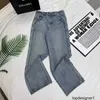 디자이너 사우스 오일 고품질 CE New Women 's Side Denim 슬리밍 높은 허리 스트레이트 다리 바지 올바른 V7YH