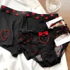 Paar hart bedrukt slipje Men Men Boxer Shorts Vrouwen Mesh briefs Comfort Lage taille ondergoed vriendje vriendin lingerie cadeaus