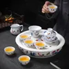 Theewaar Sets YI CC Chenghua Doucai Kip Mok Cup Theeservies Lade Thuis Creatieve Handgemaakte Theepot Cover Bowl Theekopje