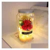 装飾的な花の花輪保存された花石鹸ローズバレンタインバレンタインデーバースデーギフト不滅RGBライトMTI色のドームリアルエターDHHDI