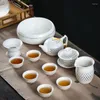 Zestawy herbaciarskie 11pcs puste Zestaw herbaty miodu niebieski i biały porcelanowy napój ceramiczny szklany herbat