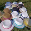 Sombreros de ala ancha Cubo Sombrero de paja plano Protector solar Playa 2023 Cadena de color Elegante Francés Panamá H240330