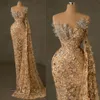 2024 Gold Prom -klänningar för svarta kvinnor promdress aftonklänningar eleganta pärlor spetspärlor dekorerad födelsedagsklänning för speciella tillfällen Vestido de Sorrie AM630