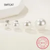 Boucles d'oreilles en argent Sterling 925 véritable, perle ronde géométrique 6/8/10/12mm, accessoires de bijoux fins à la mode pour femmes