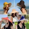 Berets Big Brim Solid Color Sun Sun Fisherman Hat Men Cotton Treasable Travel Travel Bucket Summer Women