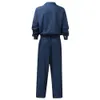 Summer Thin Mens Cargo Jumpsuit Pants Overalls Long Sleeve Button-Down Rompers Solid Color Workwear Overalls 240323