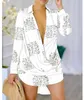 Designer Women V Neck low-cut sexy Shirt New Spring Chain Royal Printed Blouse Floral Blouses Fashion Shirts Tops Long Sleeved Shirt dress