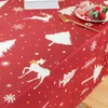 Table Cloth Red Christmas Printed Rectangular Tablecloth 2024 Waterproof