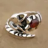 Anneaux de cluster 925 Sterling Silver Rouge CZ Stone Tribal Scorpion Mens Biker Ring 9D002