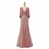 Shar a déclaré que la sirène rose de luxe Dubaï Soirée Dres avec Cape 2024 Elegant V-Neck Arabic Women Wedding Form Form Party Robe SS284 E6AL # #