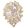 Pins Brooches New Delicate Shiny Crystal Zirconia Flower Brooch Women Banquet Party Costumes Costume Jewelry Accessories Jewelry Gifts Y240329