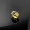 Designer van Diamond Blue Pearl V Gold Three Rows Ring 18K Rose Womens Style Ny mångsidig