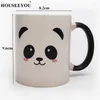 Tasses créatives mignonnes panda motif rond transfert thermique Changement de couleur à une seule couche tasse tasse de bureau à la maison barreau de tas de thé cadeau