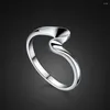 Cluster Rings Simple Silver Jewelry Pure 925 Ring Women Ribbon Design Solid Lady Charm Gift