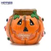 1pc,11cm/4.3in,Polymer Clay Tobacco Storage Jar With Cute Pumpkin,Glow In Dark,Tobacco Moisturizing Jar,Borosilicate Glass Cigarette Leaf Jar,Glass Ashtray With Lid