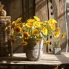 Decorative Flowers 1pc Artificial Sunflower 3 Heads/bunch Flower Arrangement Silk Home Decor Diy High Quality