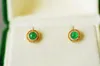 Studörhängen solid 18k guld 4mm 0,63CT Nature Emerald Gemstones Studs For Women Fine Jewelry Birthday Presents