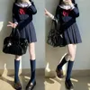 korean Summer JK Uniform Navy Skirt for Sailor Dr School Uniforms Shirt Lg Sleeve Sailor Suit Tie Set Girl College Style G3et#