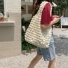 Avondtassen Dames Crèmekleurige Schoudertas Zachte Doek Stof Leuke Handtas Casual Tote Licht Canvas Winkelen Vrouwelijke Boeken Portemonnee